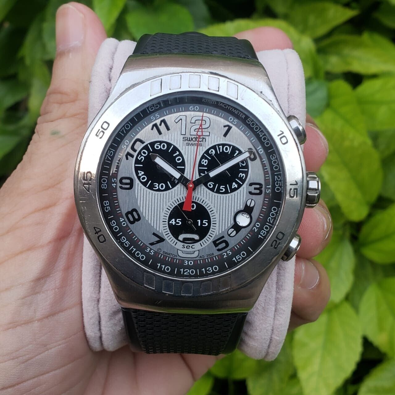 RARE Swatch Irony Chronograph Yellow Dial Steel Box Swiss