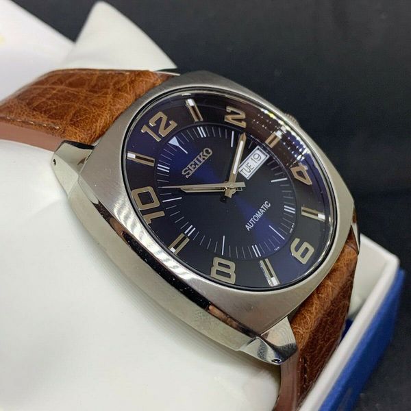 Seiko Recraft SNKN37 Automatic Blue Dial Day/Date Brown | WatchCharts