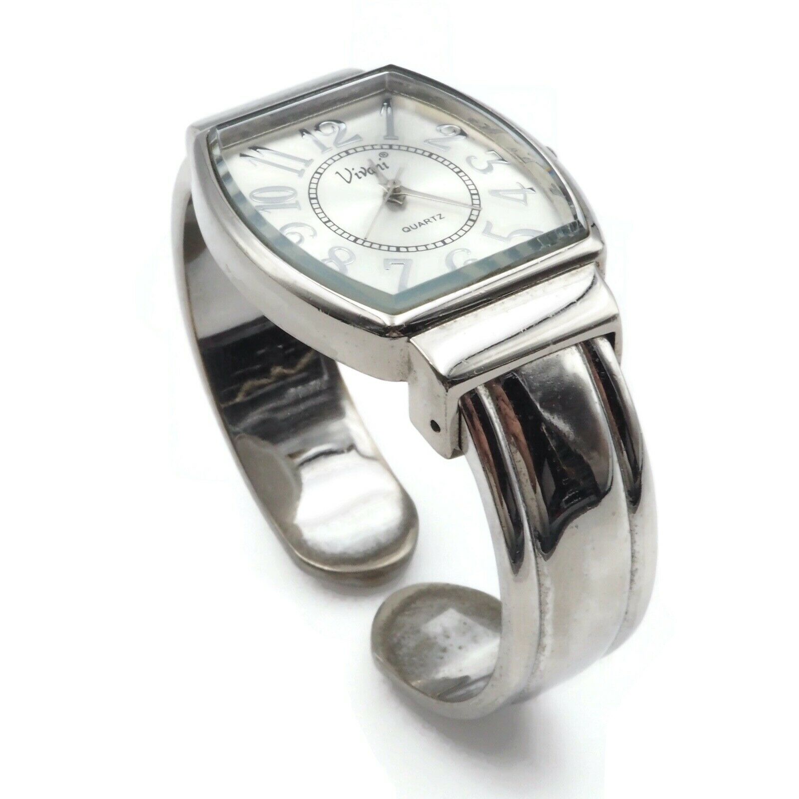 Women's Vivani Silver Ton Bangle Bracelet Watch with... - Depop