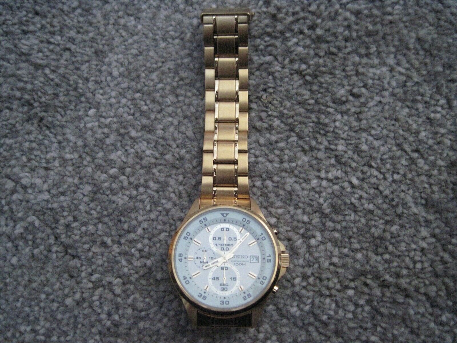 SEIKO 4T57-00J0 Chrono Gold Calendar Watch - 100m NEVER WORN 