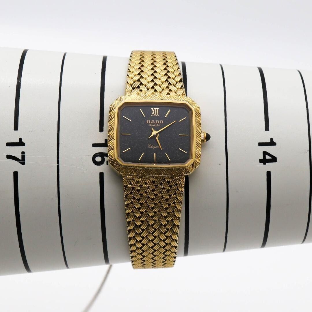 RADO ELEGANCE Wristwatch Gold Black Quartz Ladies 19 x 22 mm Belt