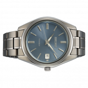 SEIKO Men's Watch SUR371 Titanium Grey Quartz Analog Blue Dial with Date  New | WatchCharts