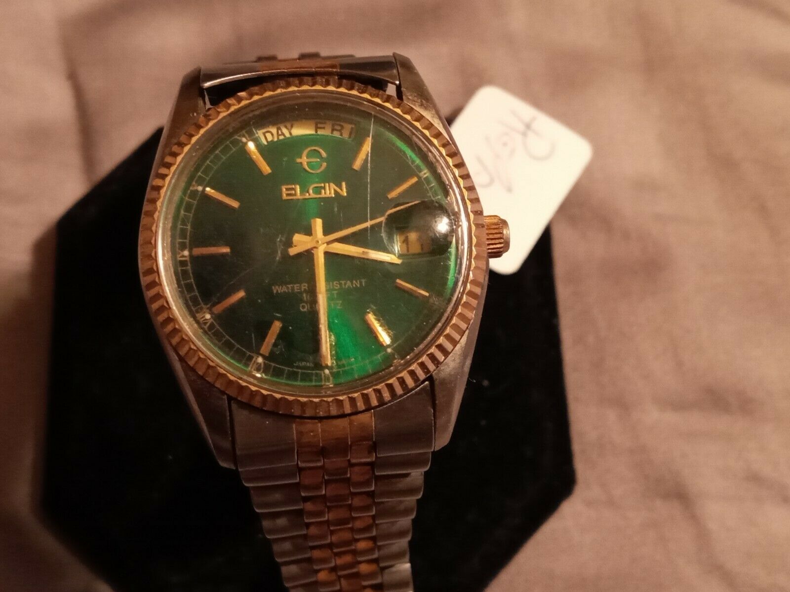 vintage ELGIN QUARTZ DAYDATE　希少品 Elgin Presidential 35mm Day/Date Gold Plated Quartz Men