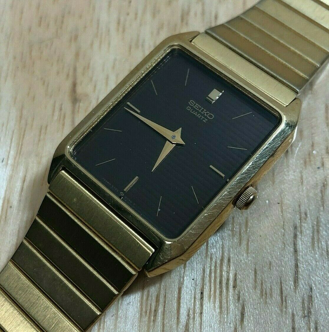 Vintage Seiko 5Y00 5000 Mens Gold Tone Rectangle Quartz Watch