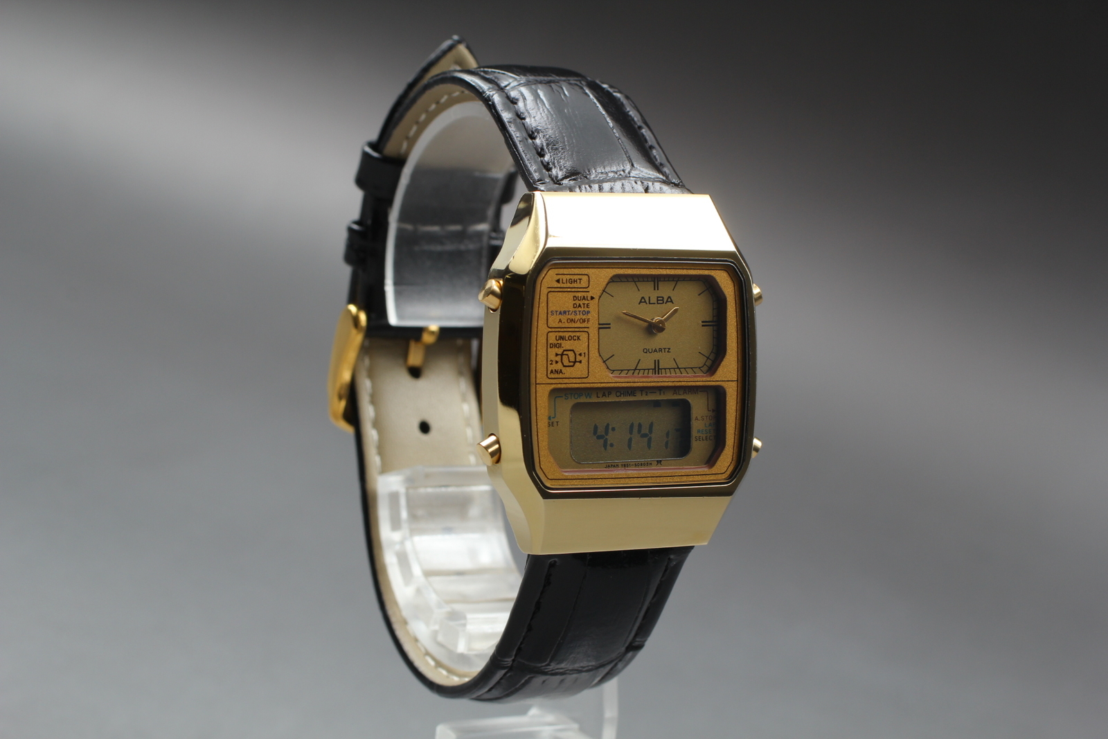 Read [N MINT] Seiko ALBA Twin Qz Y651-5150 Ana-Digi Gold Men's