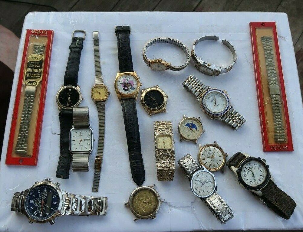 LOT Vintage Watches Wristwatches Bands Timex Armitron Musical Moon