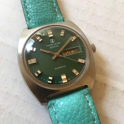 VINTAGE 1970s FAVRE-LEUBA DUOMATIC 16 J AUTOMATIC MENS WATCH