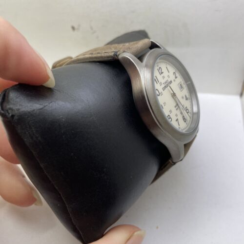 Expedition metal field discount 37mm leather strap watch