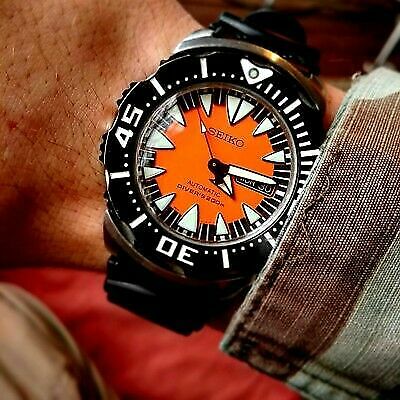 Seiko Monster Orange Fang 2nd Gen Diver s Men s Rubber Strap Watch