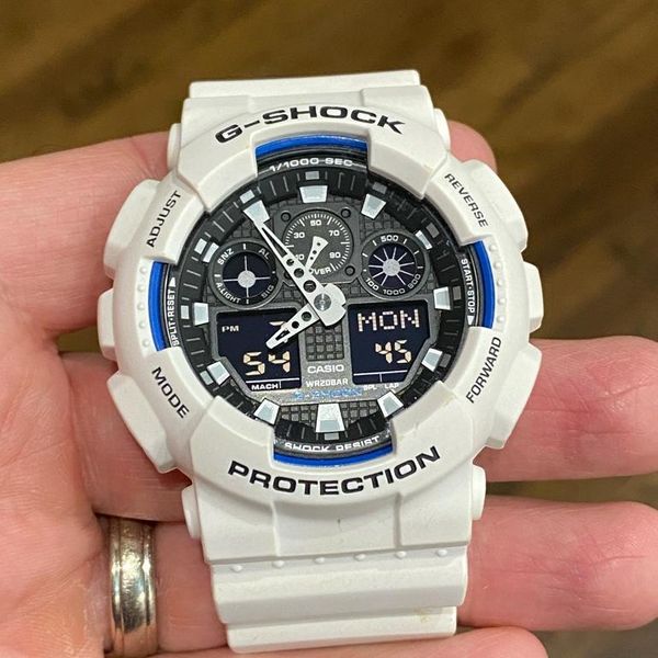 Casio GShock White GA100B Analog Digital new battery WatchCharts