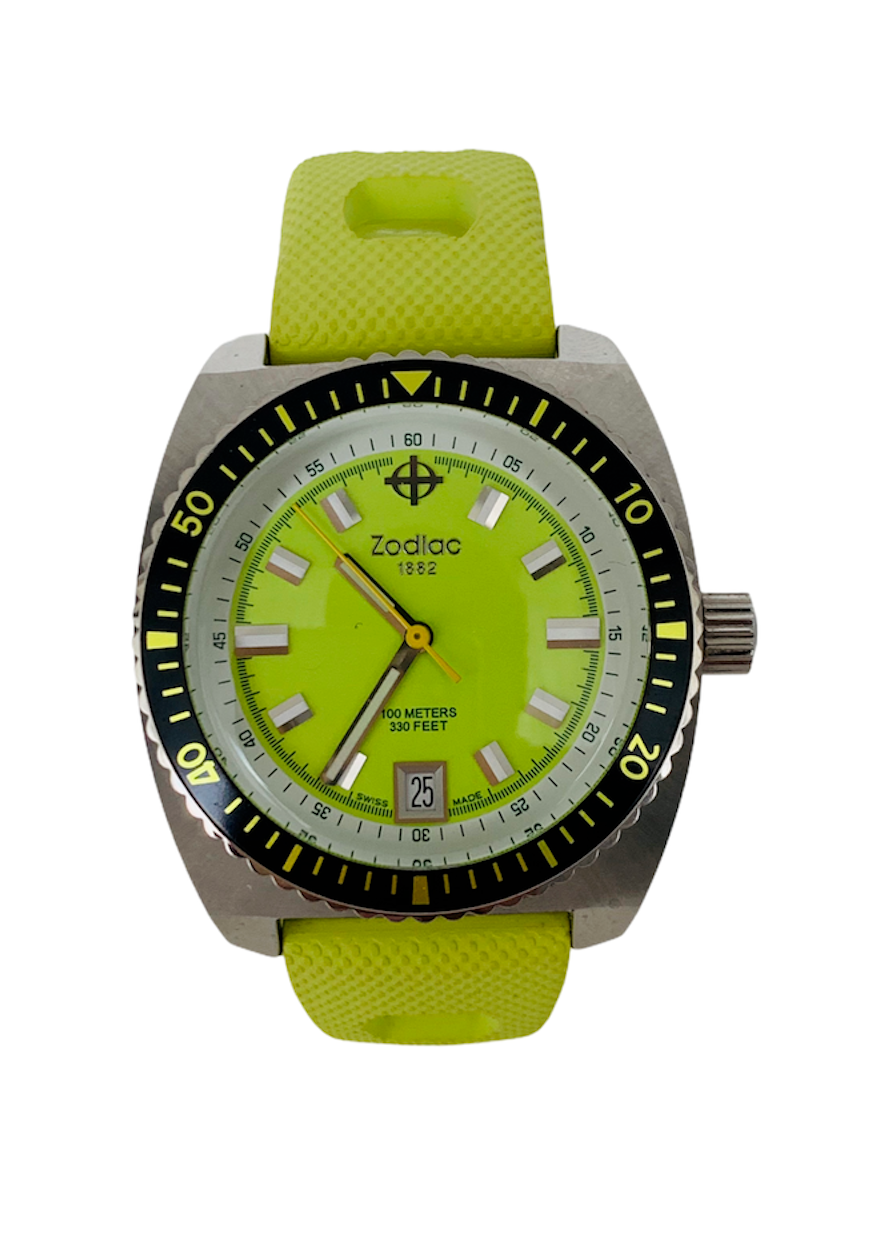 Zodiac Sea Dragon Lime Green 38mm Z02219 Womans Swiss Made Quartz
