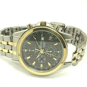 Seiko 7T92-0PP0 Chronograph Two-Tone Stainless Gray Dial Men's Watch FOR  REPAIR | WatchCharts