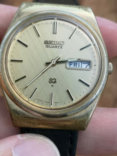 Vintage Seiko 7546 8200 SQ Quartz Watch gold Plated New battery