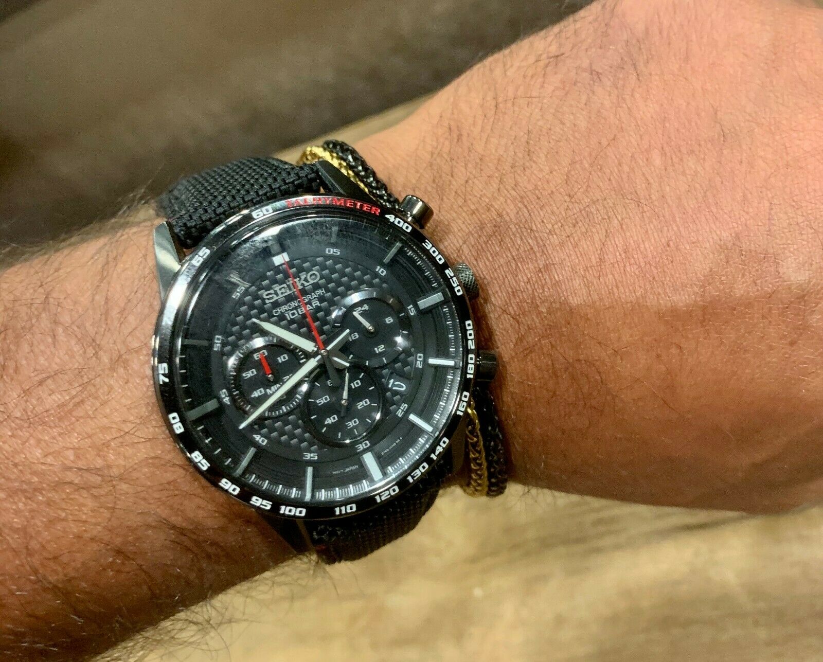 Seiko chrono solar discount black watch ssb359p