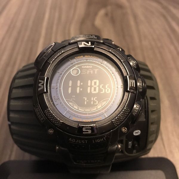 Casio Protrek Prg 130y All Black Negative Display Tough Solar Rare 75 Shipped Watchcharts