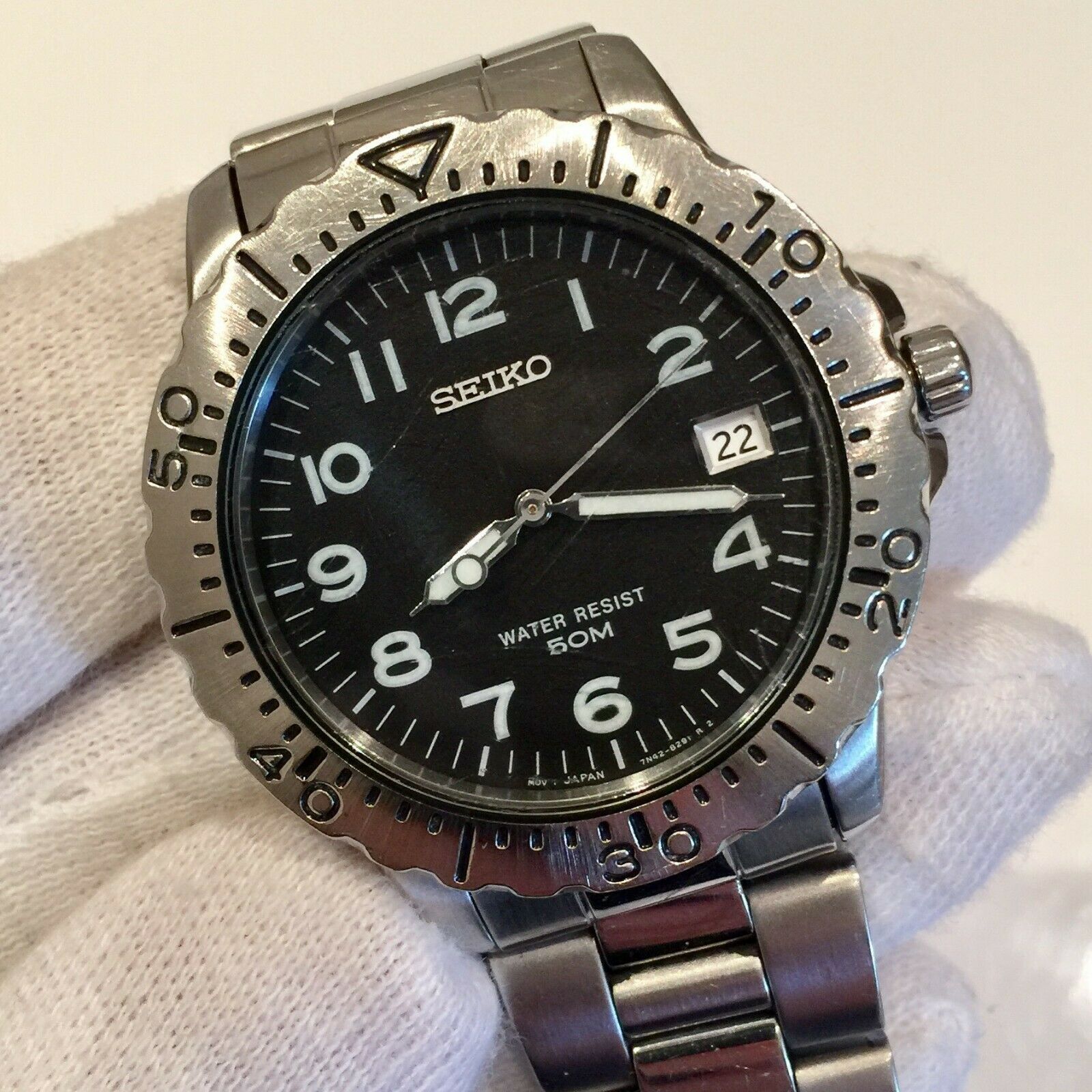 Genuine Rare Seiko Vintage 5 Bar Divers Quartz Watch Monster SKX