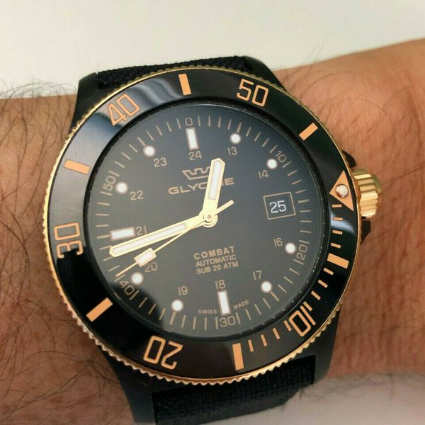 CUSTOM CERAMIC Glycine Combat Sub GL0093 Goldeneye Automatic 42mm WatchCharts