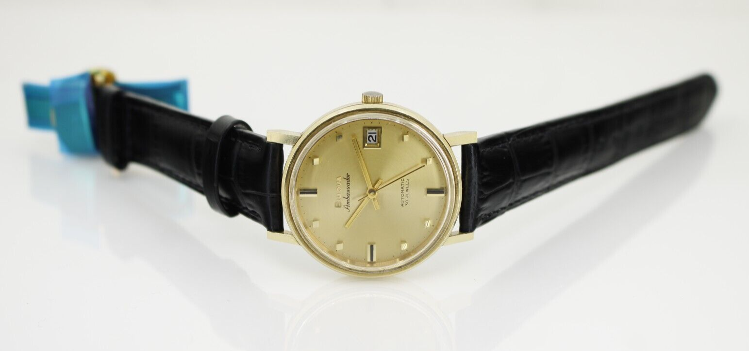 Vintage Bulova Ambassador Automatic 30 Jewels Watch W/ New Leather