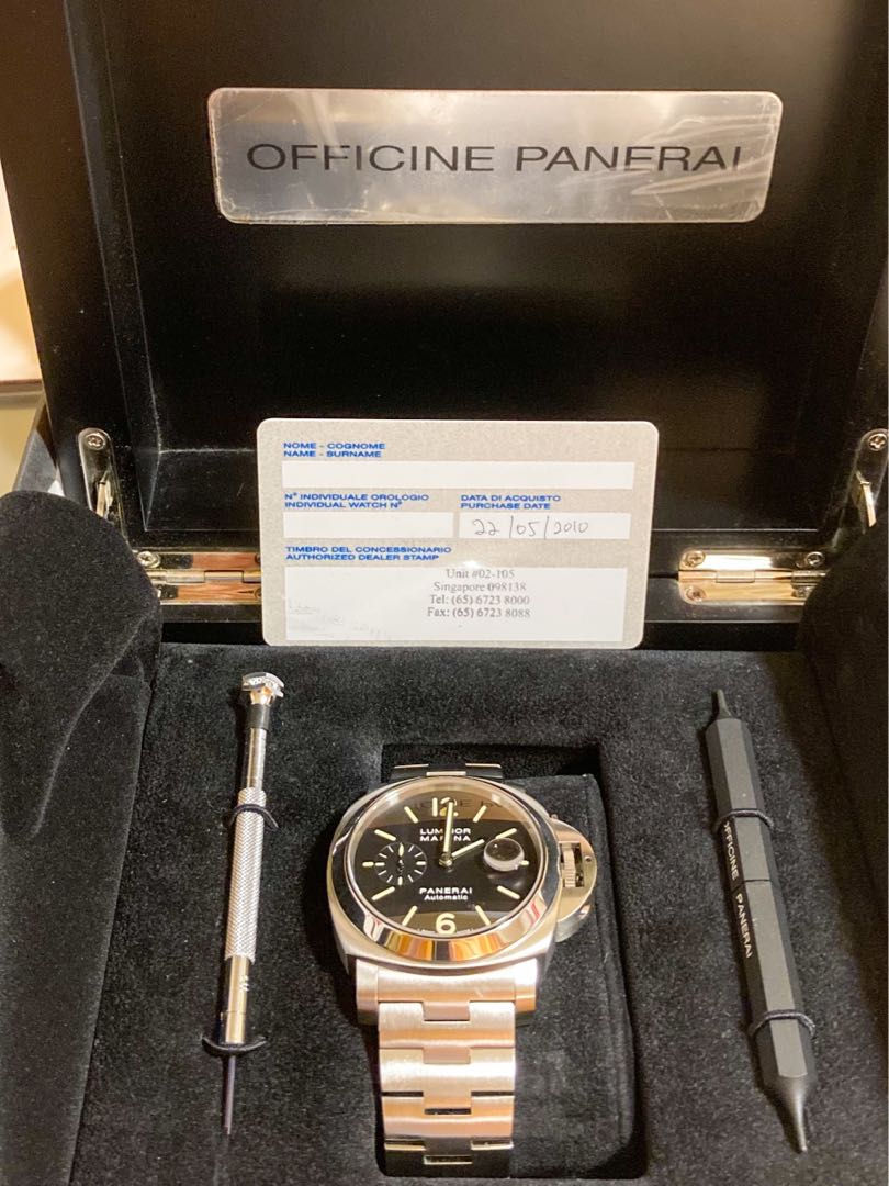 panerai luminor marina pam 104 watch w stainless steel strap