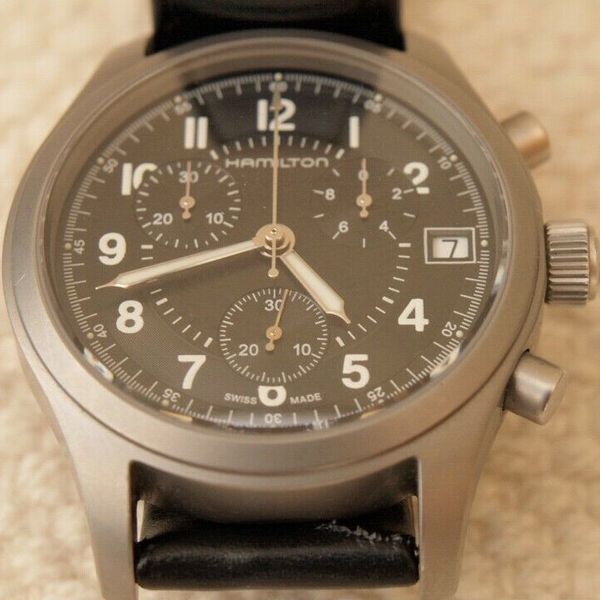 HAMILTON Quartz Khaki Officer Swiss Chronograph H685820. With box ...