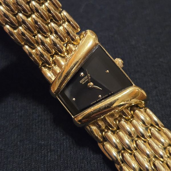 RARE Vintage Seiko Rivoli Aysymmetrical Half Moon Womens Gold Tone ...