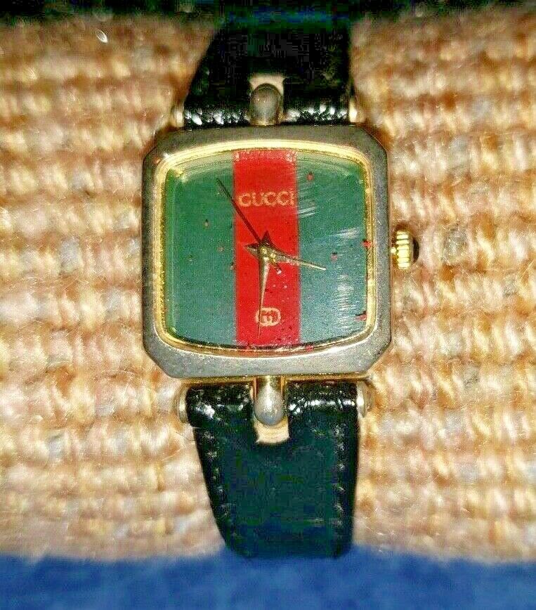 Vintage gucci watch hot sale red and green