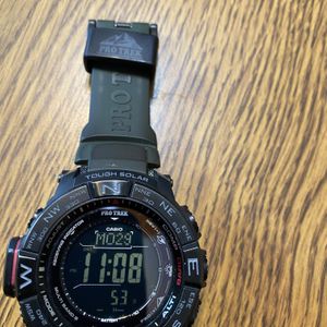 Amazon.com: Casio PRW3500 Series | Pro Trek | Black/Black | 100M WR |  Compass | Alt/Baro-Thermo | Tough Solar Power | Atomic Timekeeping | 1-100  SEC Stopwatch | Countdown Timer | World Time : Clothing, Shoes & Jewelry