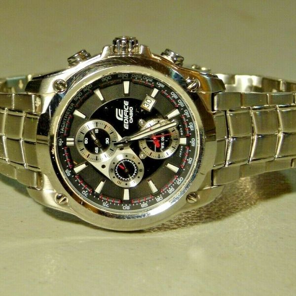 MENS CASIO EDIFICE SILVER STAINLESS EF 524 CHRONOGRAPH WATCH 5051 MOVT WatchCharts Marketplace