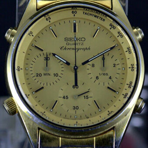 1986 Seiko Chronograph Quartz Reference 7A28-7029 Gold Filled Original  Bracelet | WatchCharts