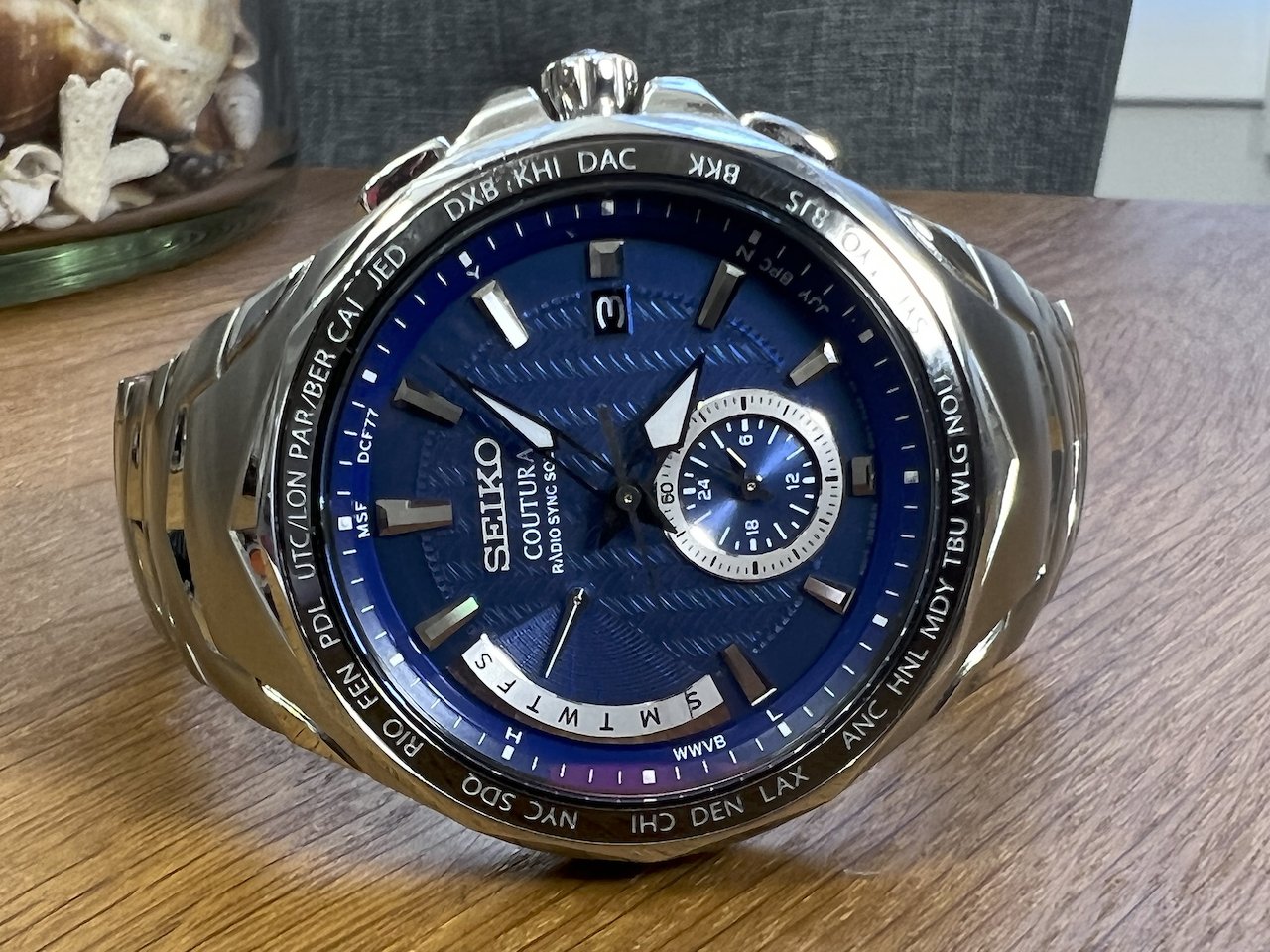 Seiko Coutura ''RADIO SYNC''' Blue Dial Silver Tone Solar Men's Watch -  SSG019 $295 obo paypal accepted | WatchCharts