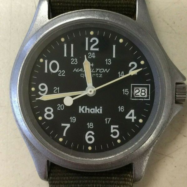 L.L. BEAN FIELD WATCH BY HAMILTON 9445 W/ BOX & POUCH WatchCharts