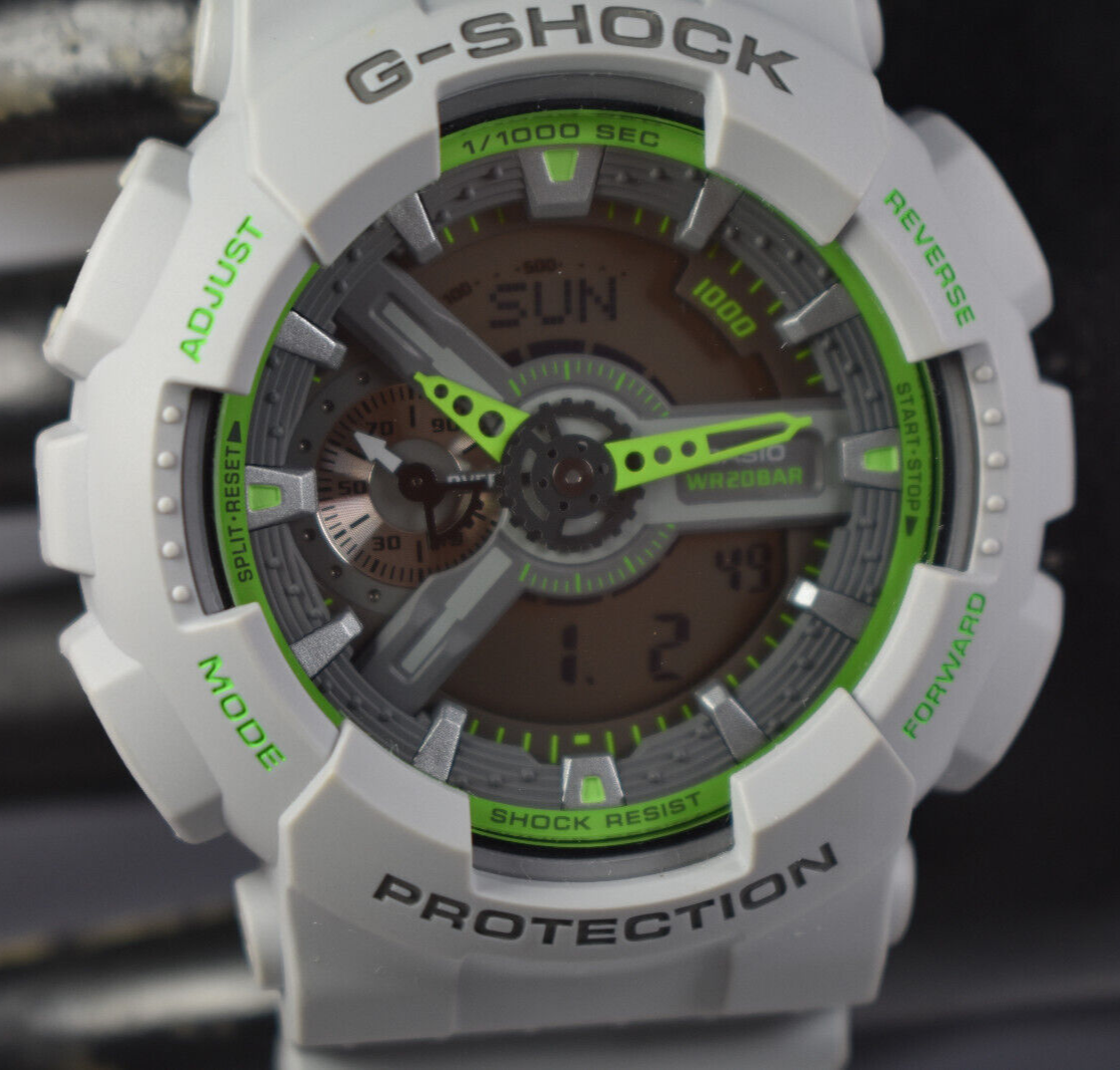 Casio G-SHOCK Men's Gray/Green Analog/Digital Watch GA-110TS-8A3