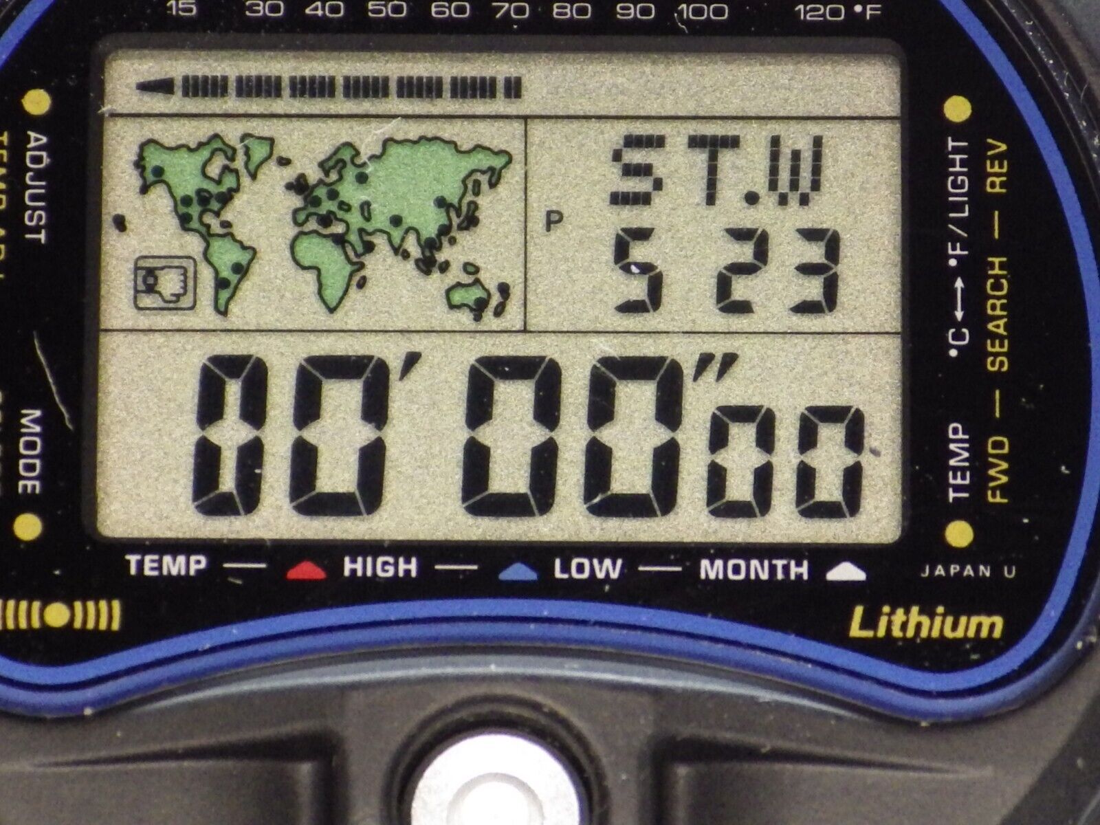 CASIO TS-100 Digital Thermometer World Time WR 100M, Alarm