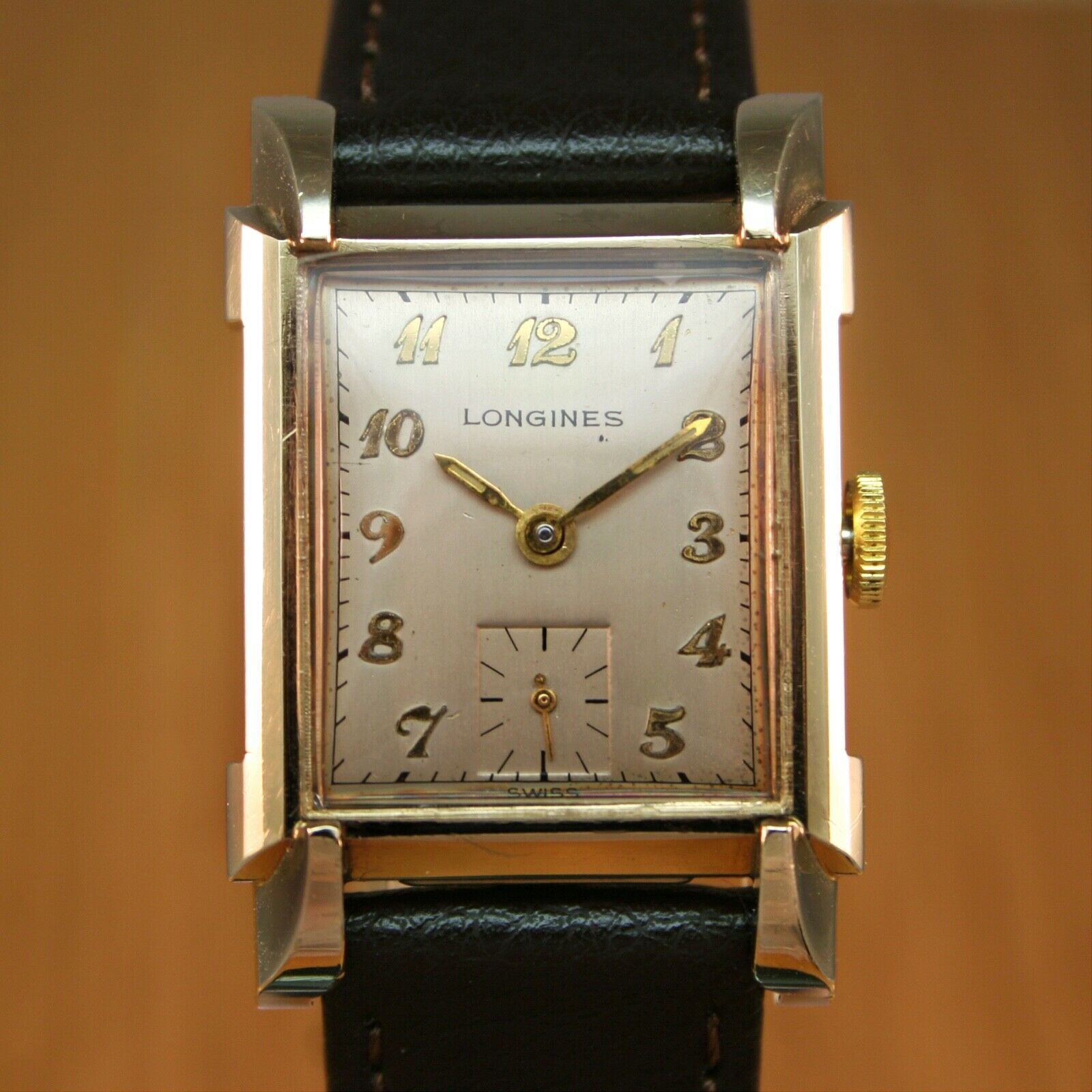 1947 LONGINES Gents Art Deco Vintage Swiss Watch Gold Filled