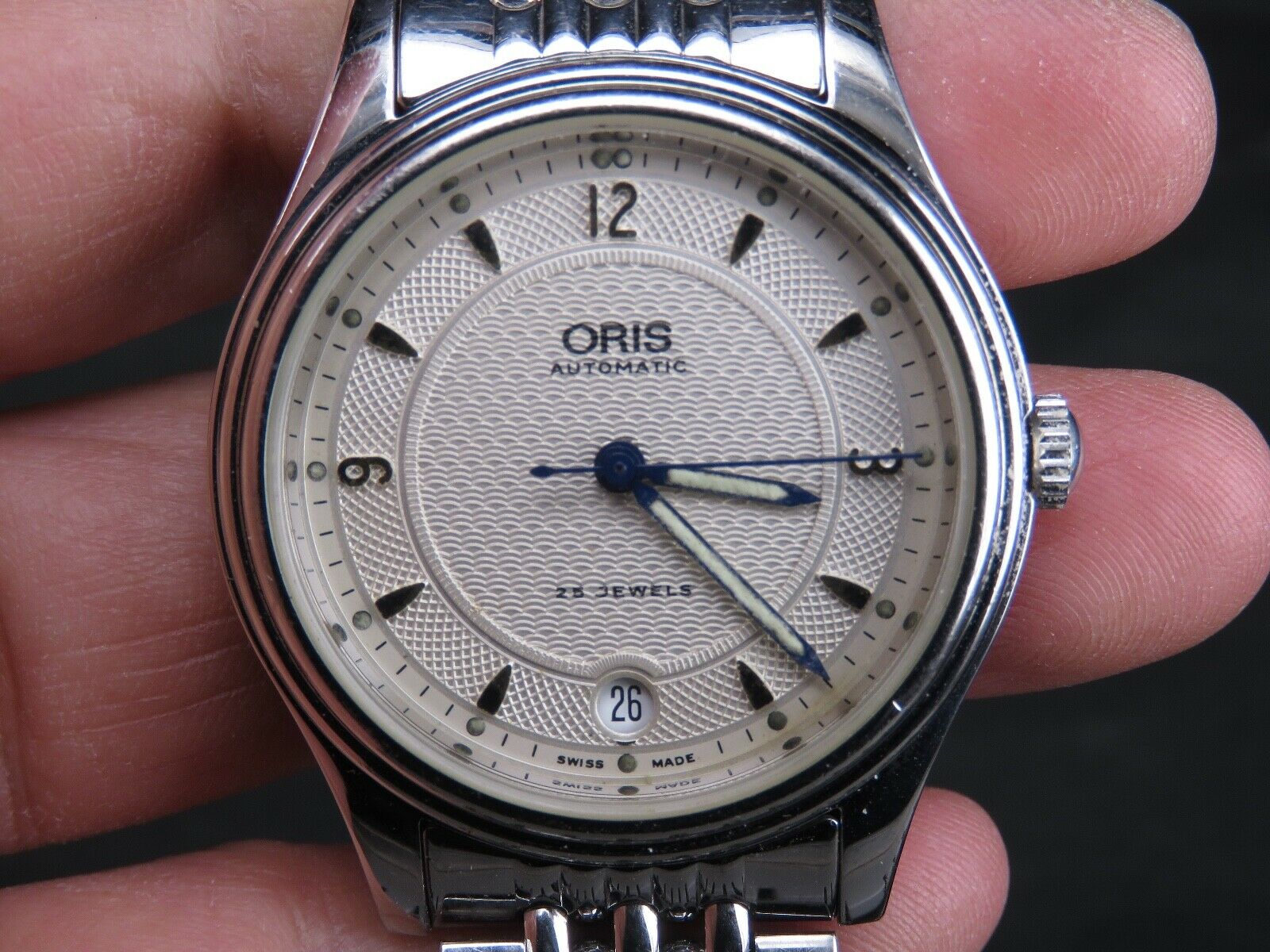 VINTAGE ORIS 7484 2824 STAINLESS STEEL SS SWISS MADE DATE