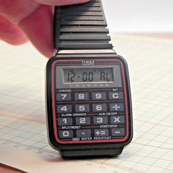 Rare, Unisex Vintage 1989 Calculator-Watch TIMEX K Cell . Alarm, Chrono ...