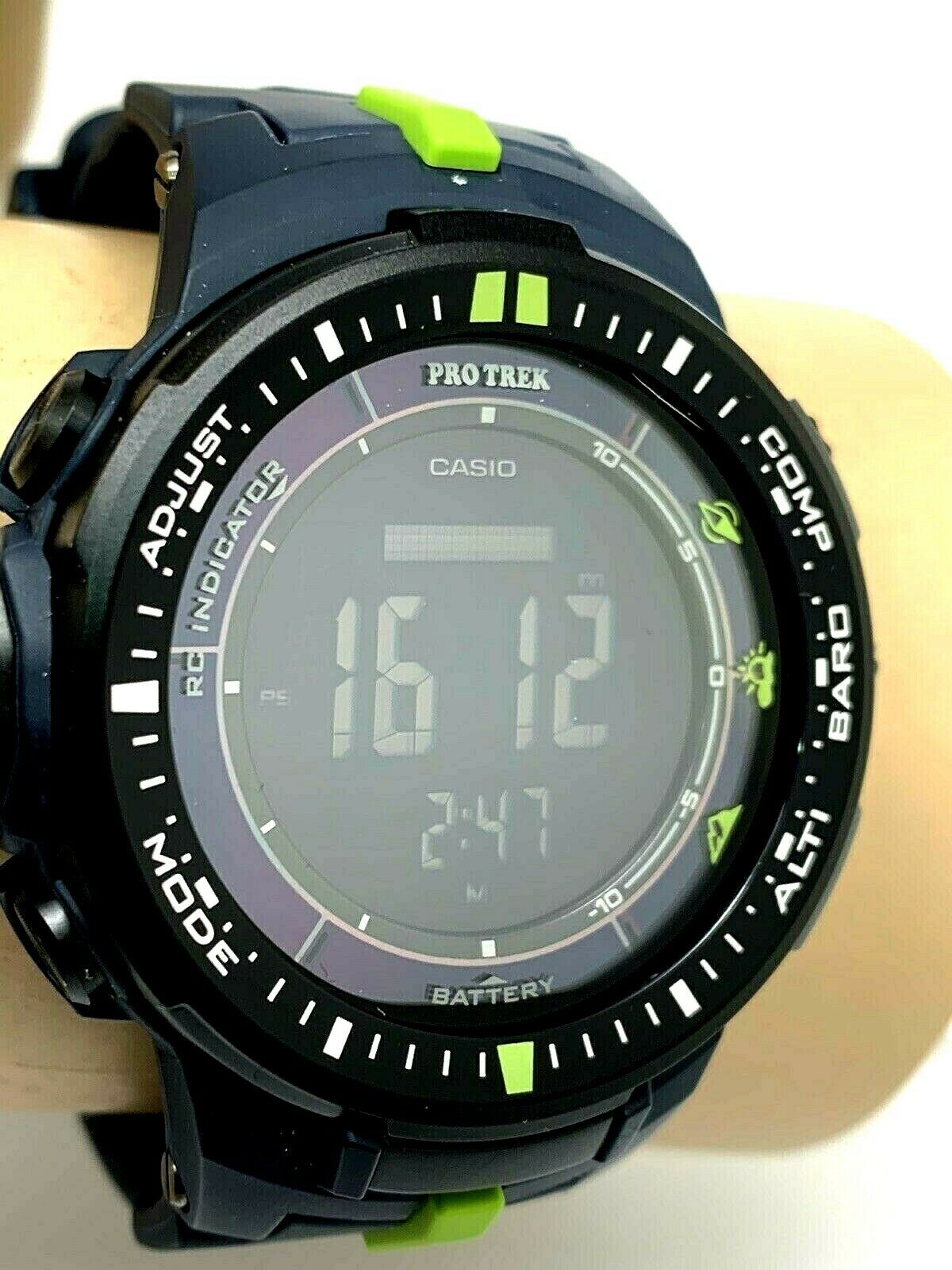 Gå rundt Elegance ært Casio Pro Trek PRW3000 Men's Watch 3414 Black Resin Digital Triple Sensor  3414 | WatchCharts