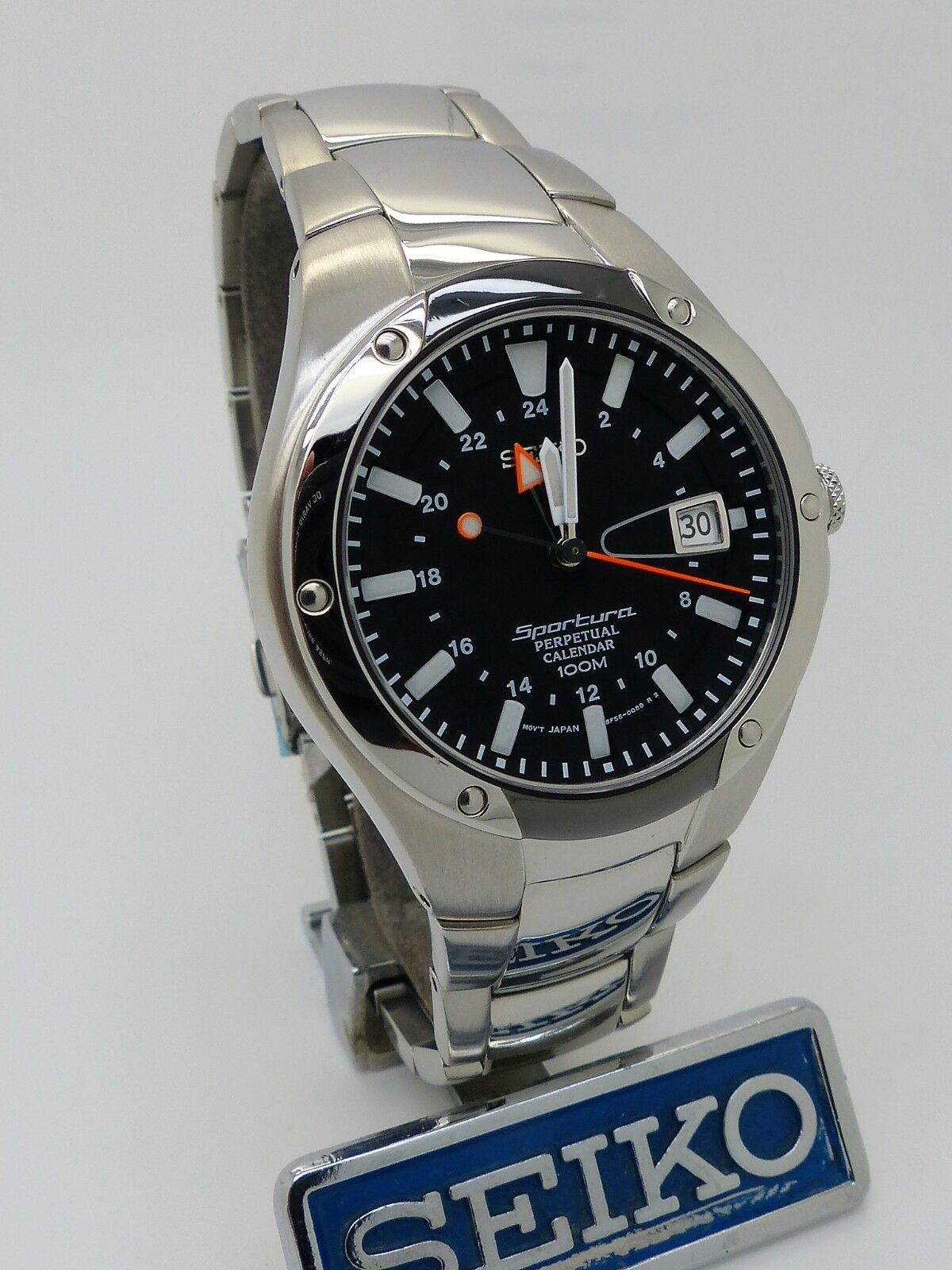 Rare Seiko Sportura Perpetual Calendar GMT 8F56-0090 Ref: SLT047P1 