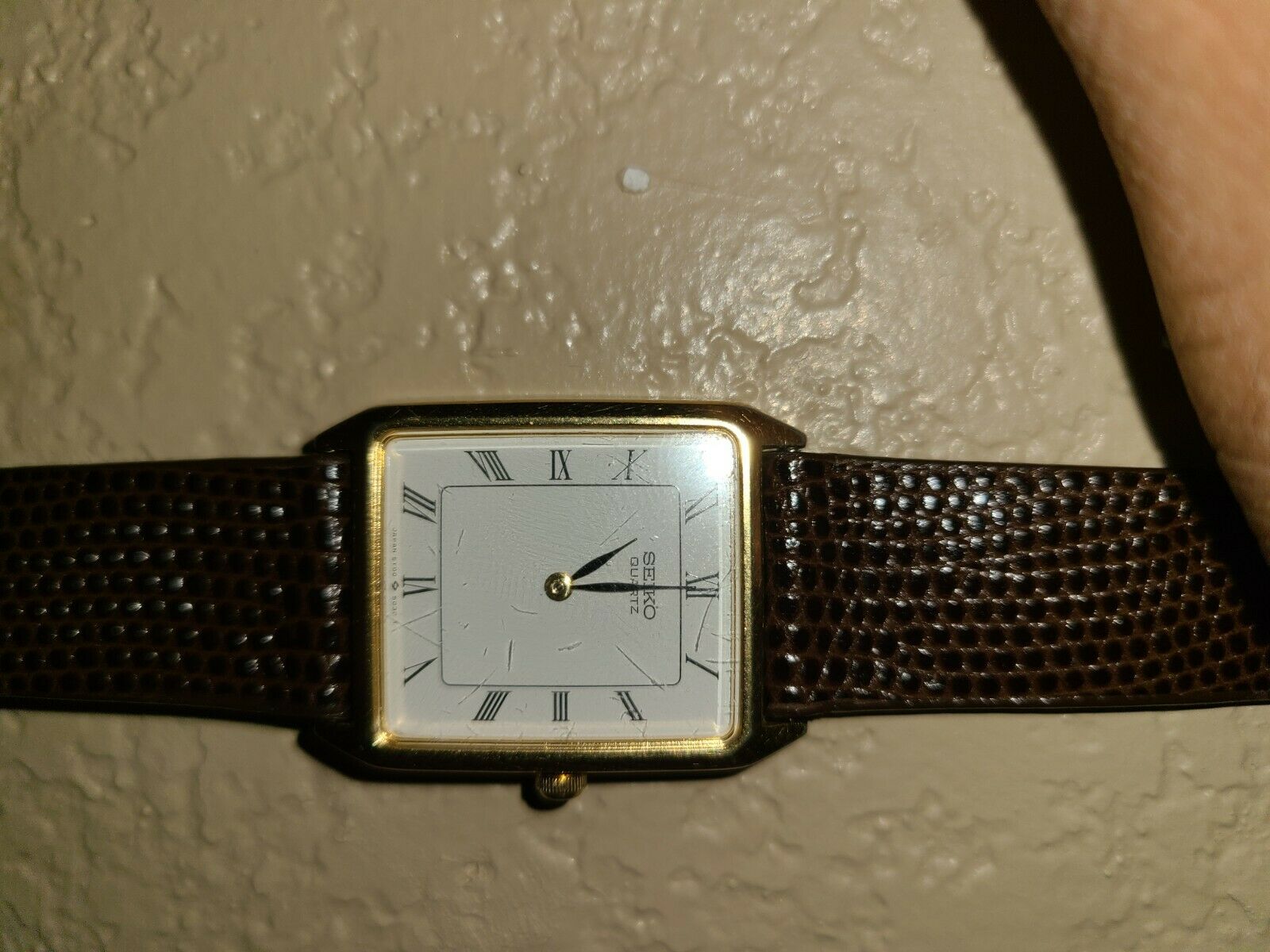 Vintage Seiko 5Y00 5000 Mens Gold Tone Rectangle Quartz Watch