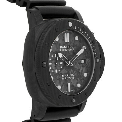 Panerai Submersible Marina Militare Auto Carbon Fiber Mens Strap