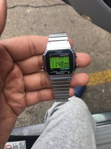 men's digital watch with stretch band