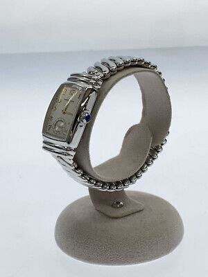 USED HAMILTON Benton 6249 White 22mm Rectangle Vintage Women's