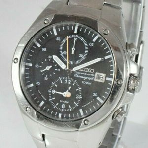 Rare Mens Seiko Sportura Steel Chronograph Alarm Watch 7T32-6N00  |  WatchCharts
