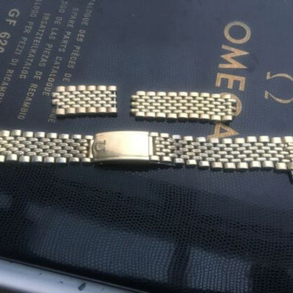 RARE US Made Original 18mm Omega 14K GF Beads of Rice Watch Bracelet #11  Ends ++