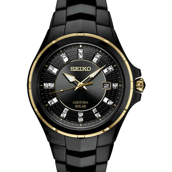 *BRAND NEW* Seiko Men's Coutura Diamond Black Dial & Black Bracelet ...