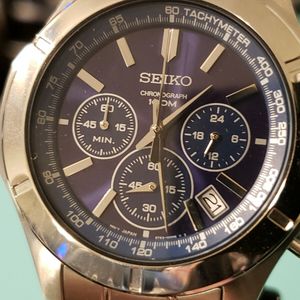 Seiko SKS603P1 Stainless Steel Quartz Chronograph Watch Dark Blue Dial |  WatchCharts