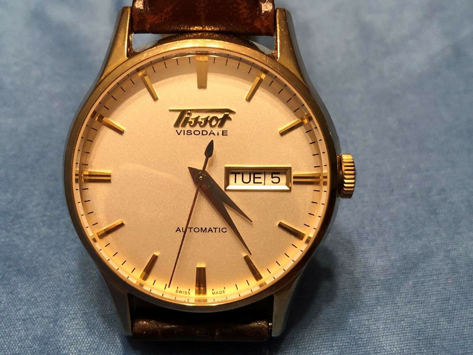 Tissot Heritage Visodate T019430B Automatic Watch For Men Brown Leather ...