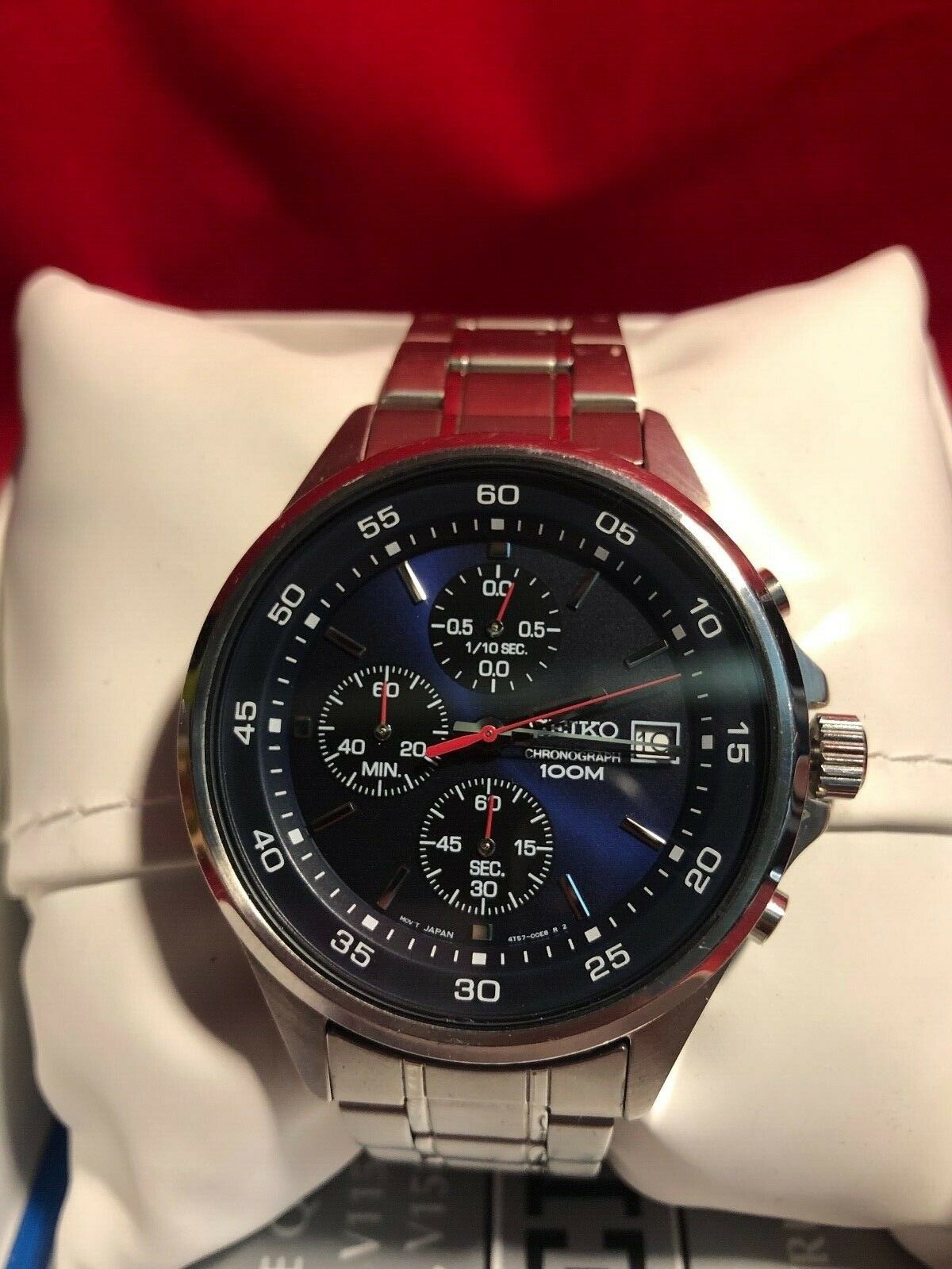 Seiko Men's SKS475 Chronograph Steel Watch Blue Dial 4T57-00E0 | WatchCharts