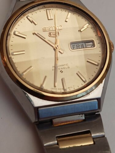 Vintage Seiko 5 Automatic 6319 8120 21J Gold Plated Stainless