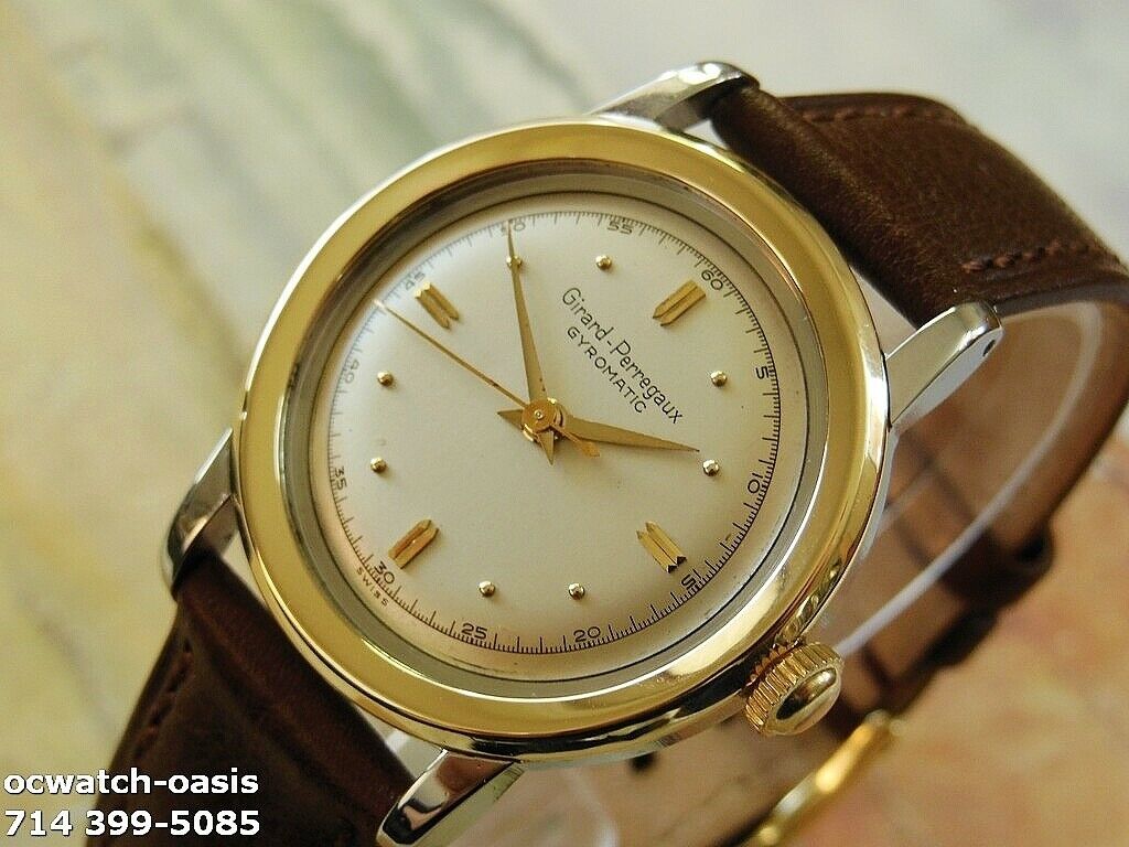 1960 s Vintage GIRARD PERREGAUX Gyromatic Solid 14K Gold Bezel